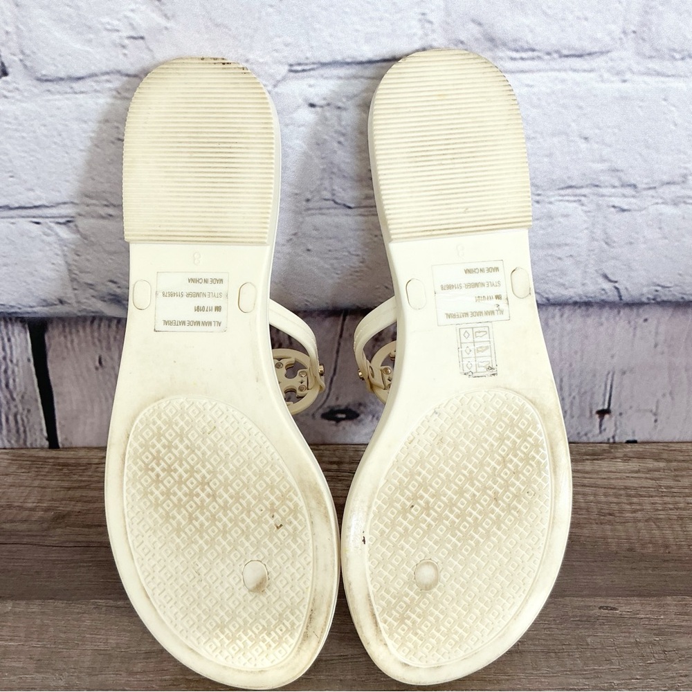 Tory Burch Mini Miller Jelly Flat Thong Ivory Size 8M - Picture 12 of 14